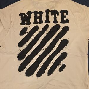 Off-White White Tee with Black Diagonal Graphic